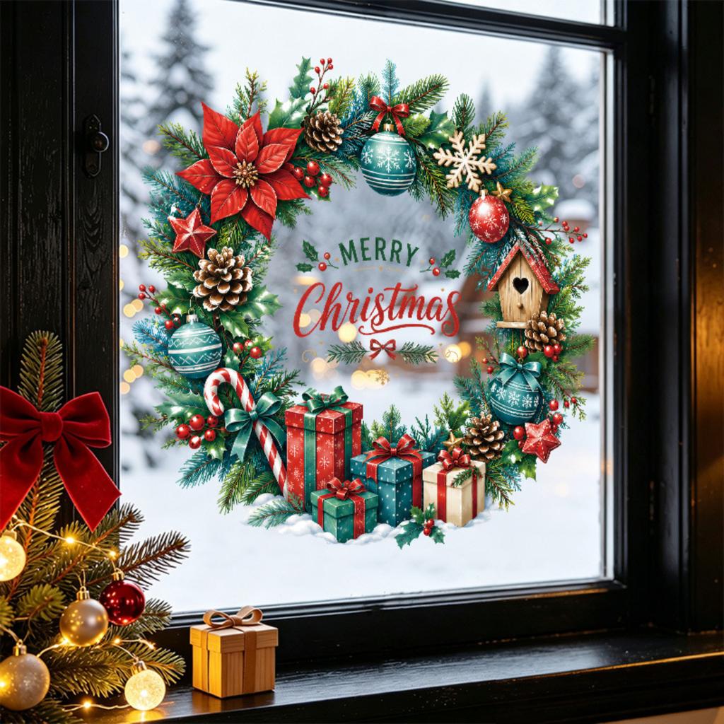 Christmas Static Cling Decals for Living Room, Bedroom and Holiday Party Decoration