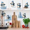 Cartoon Penguin Skating Christmas Atmosphere Home Wall Beautification and Decoration Stickers