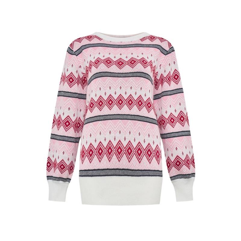 Women's Fall/winter Knitted Jacquard Crew-neck Sweater