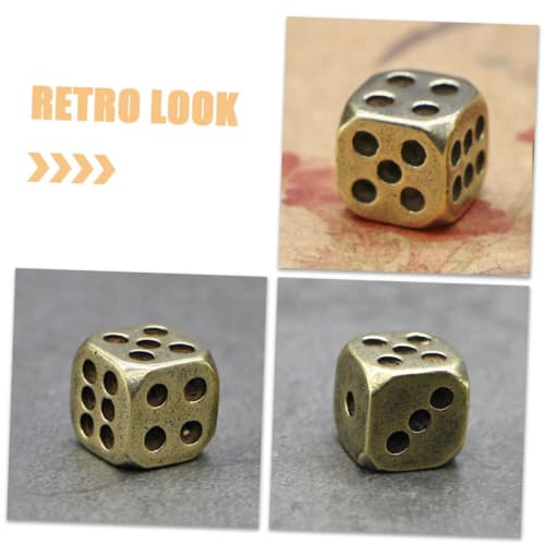 SAFIGLE Set of 6 Brass Dice, 11mm Rounded Corners, Vintage Finish, Gold, Durable and Rust-Resistant, Perfect for Party Games, Board Games, and Bar Dec