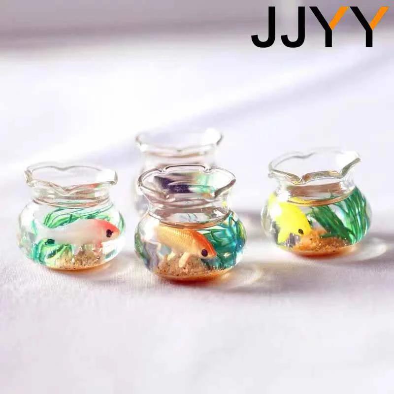 Mini Micro Glass Fish Tank Bowl Aquarium Dollhouse Decor Toy Random Colors Home Decoration Miniature Model