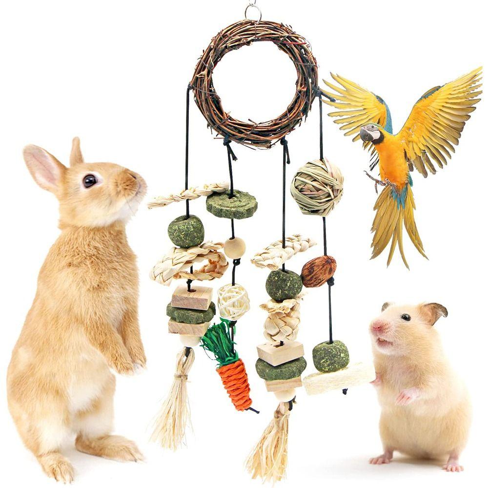 Grinding Natural Guinea Pigs Bunny Cage Accessories Molar Rattan Ring Buuny Chew Toy Rabbit Treats