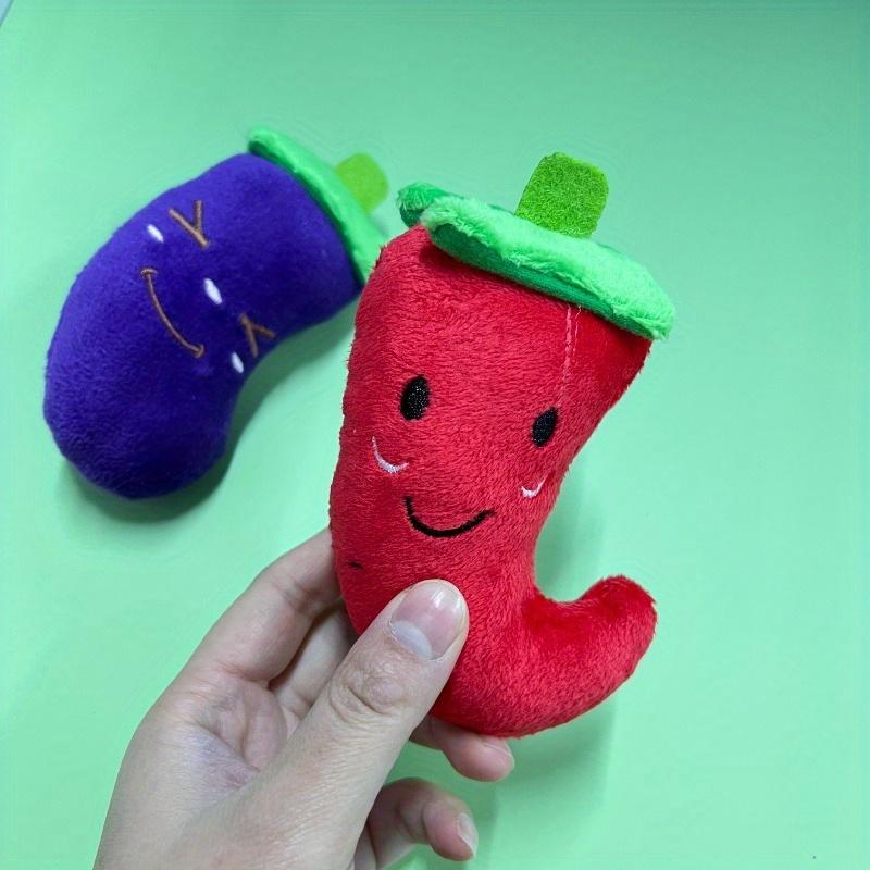 2pcs Pets Chew Toy Squeaking Plush Toys Small Chili and Eggplant Dog Interactive Toys Pet Products Birthday Gifts for Small Dogs