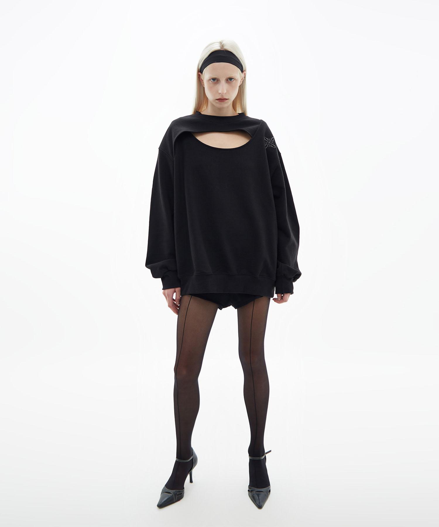 Свитшот с вырезами Seoyu (черный) Black