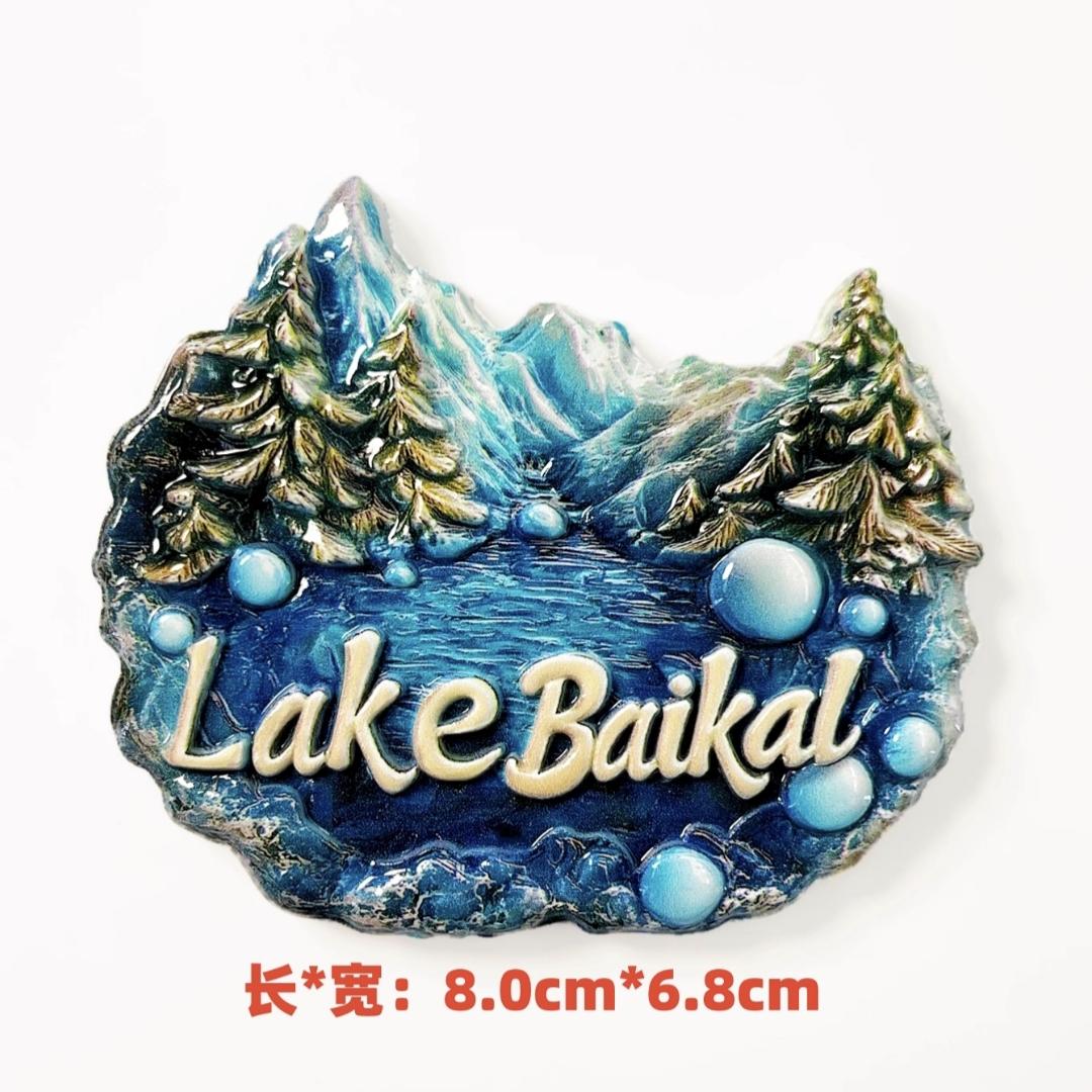 Russia Lake Baikal Resin 3D Fridge Magnets Sticker Tourism Souvenir Refrigerator Sticker Handicraft Gift Decoration