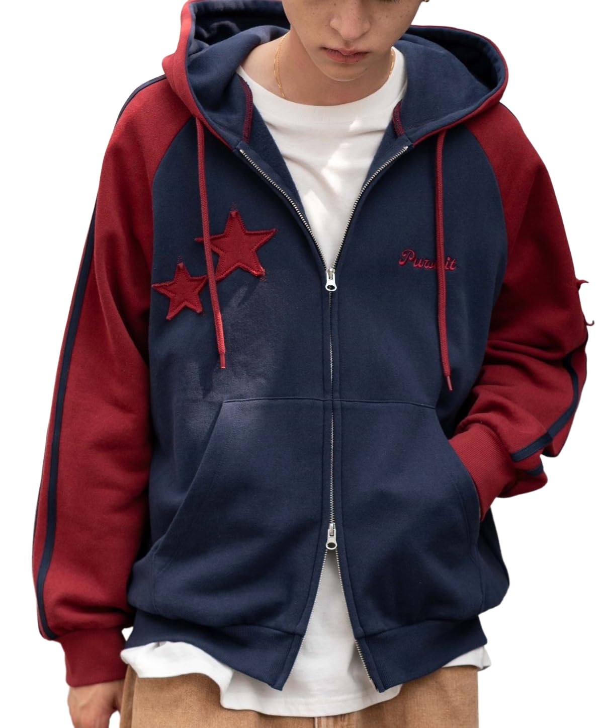 

WEGO Large Navy Raglan Perfect Gift Men s Zip-Up Hoodie, Zip-Up Sweatshirt, Fall/Winter Streetwear,
