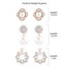 Women's Earrings Combo of 3 Cubic Zirconia & Pearls Contemporary Stud