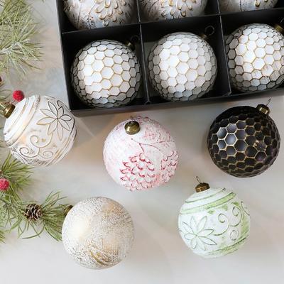 12 Stück 8cm Weihnachts-Hängekugeln Vintage Kunststoff Bemalte Weihnachtskugel Bruchfest DIY Bastelartikel Weihnachtsbaumdekoration