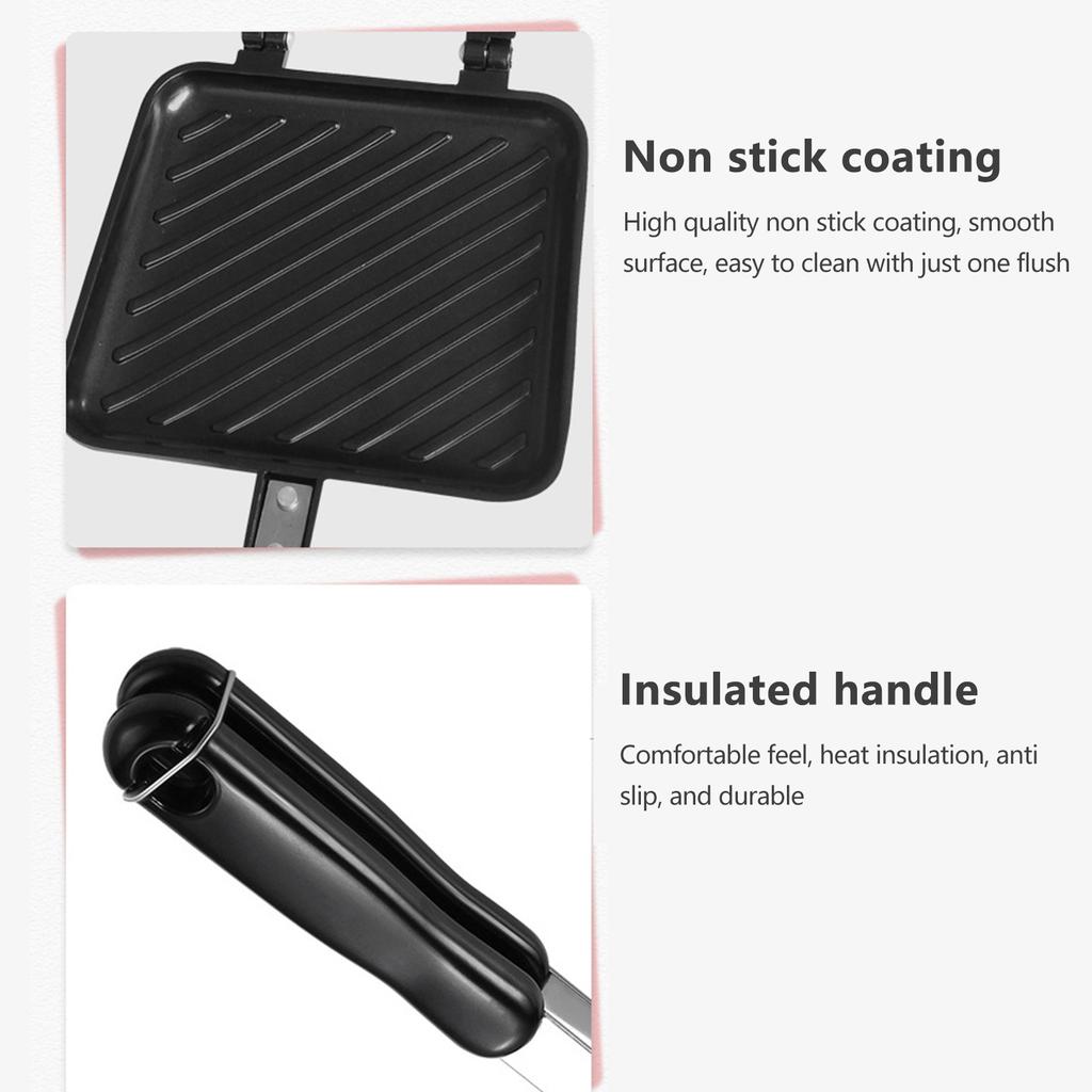 Sendvičovač s nepřilnavým povrchem z hliníkové slitiny, oboustranný plech na pečení, toastový stroj na snídani, sendvičovač