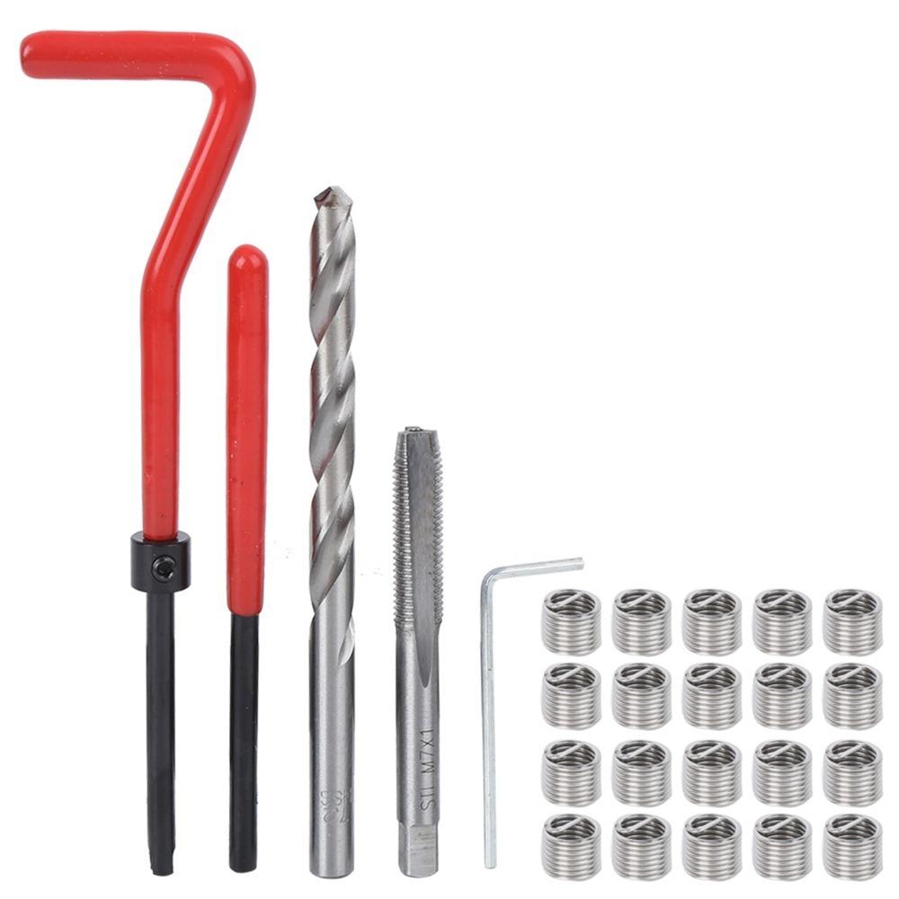 25Pcs M7x1 Threaded Insert Kit Metric Threading Tool  for Auto Parts and Processing Machinery