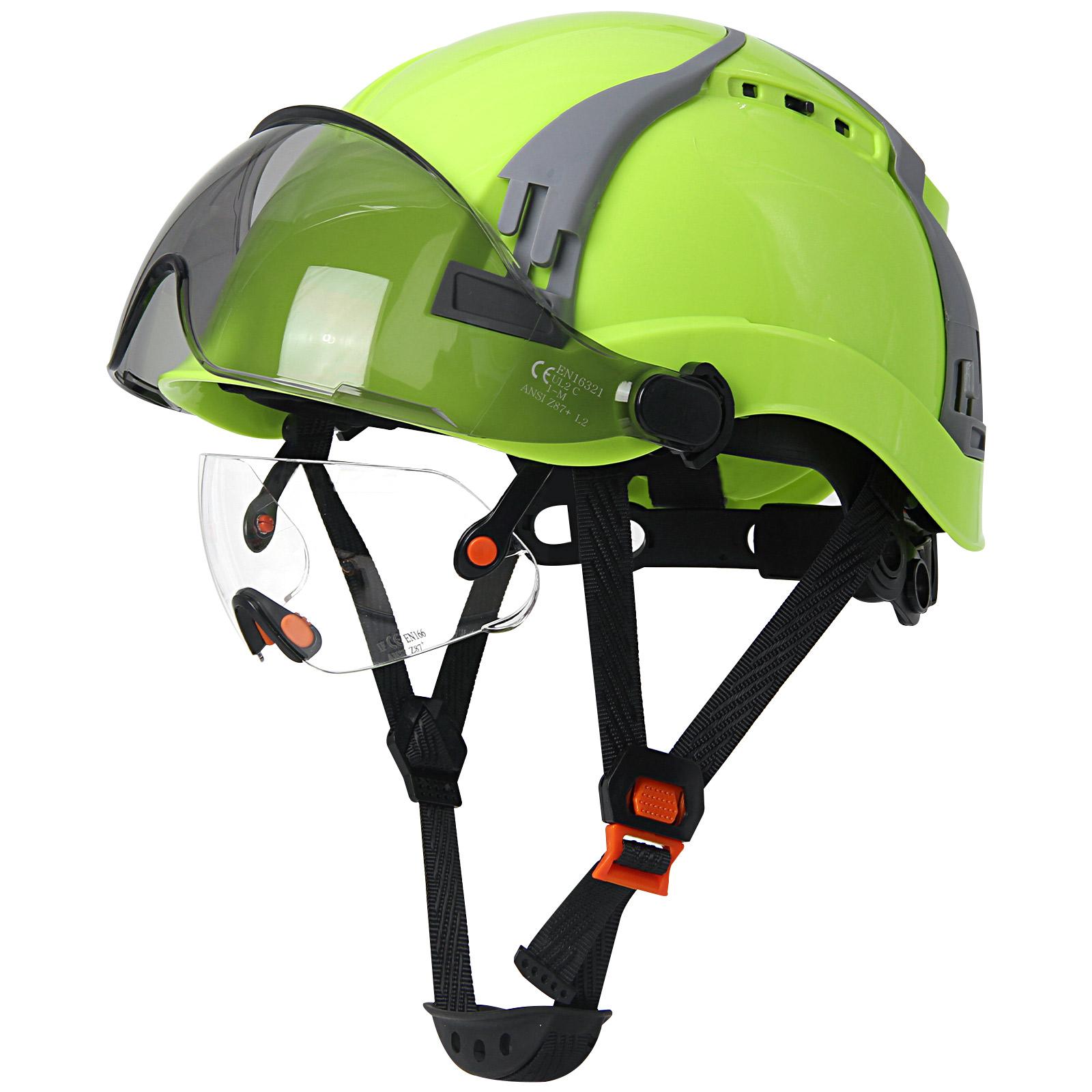 

CE Safety Helmet w/ Double Goggles Adjustable Multiway Vent Slots ABS Construction Hard Hat Engineer Industrial Work Hat ANSI