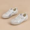 Leather German training shoes board shoes women's 2025 new flat heel soft sole white shoes casual sports show feet small Forrest Gump single shoes