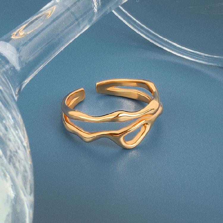 Curved Double Line Rings Adjustable Geometric Rings Unisex Female Rings Jewelry