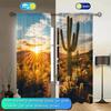 2pcs African Desert Cactus Curtains - Artistic Home Decoration Curtains, All Season Decorative Curtains