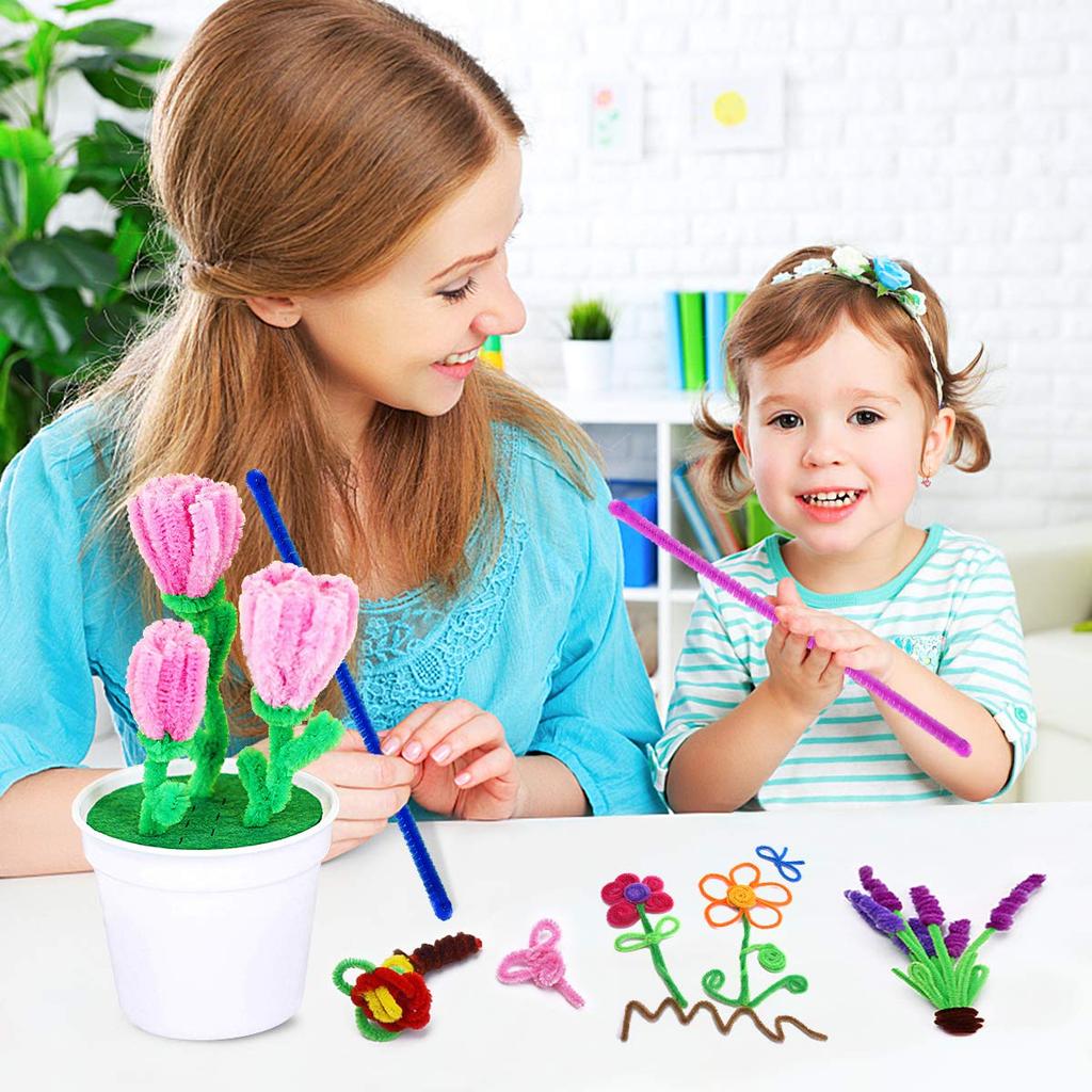 LALAFINA 500 Pieces Chenille Stem Craft Pipe Cleaners for Kids, DIY Arts Supplies, Colorful Wire, 30cm Long, Assorted Colors