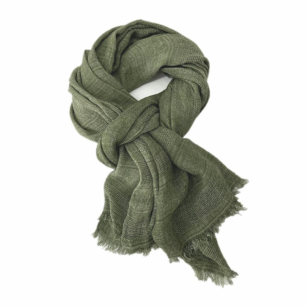 Women's Cotton Scarf Winter Solid Color Jacquard Hollow Literary Style Warm Scarf