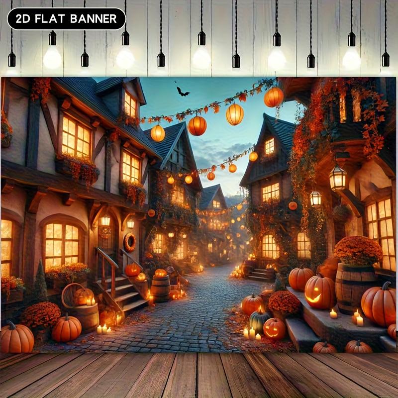 1pc Halloween Canvas Background Horror Street View Photography Screen Indoor and Outdoor Banners