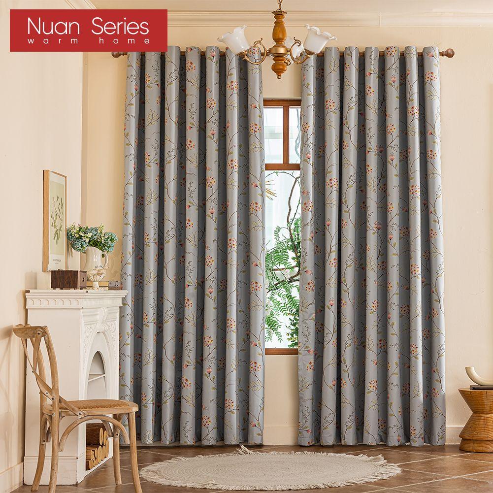 1PC Nuan Series European Luxury 100% Blackout Blackout Curtain Vintage Floral Curtains Curtain for Bedroom Living Room Balcony Window for Home Decor