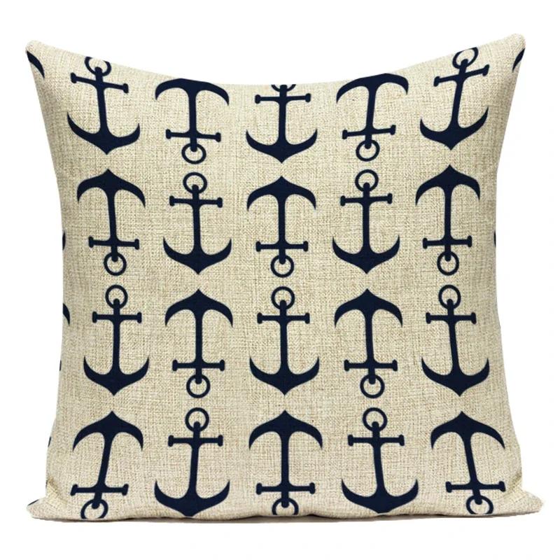 Nautical Anchor Rudder Cushion Cover Pillow Case Ocean Lighthouse Pillow Cover For Living Room Home Decorative Pillow Case