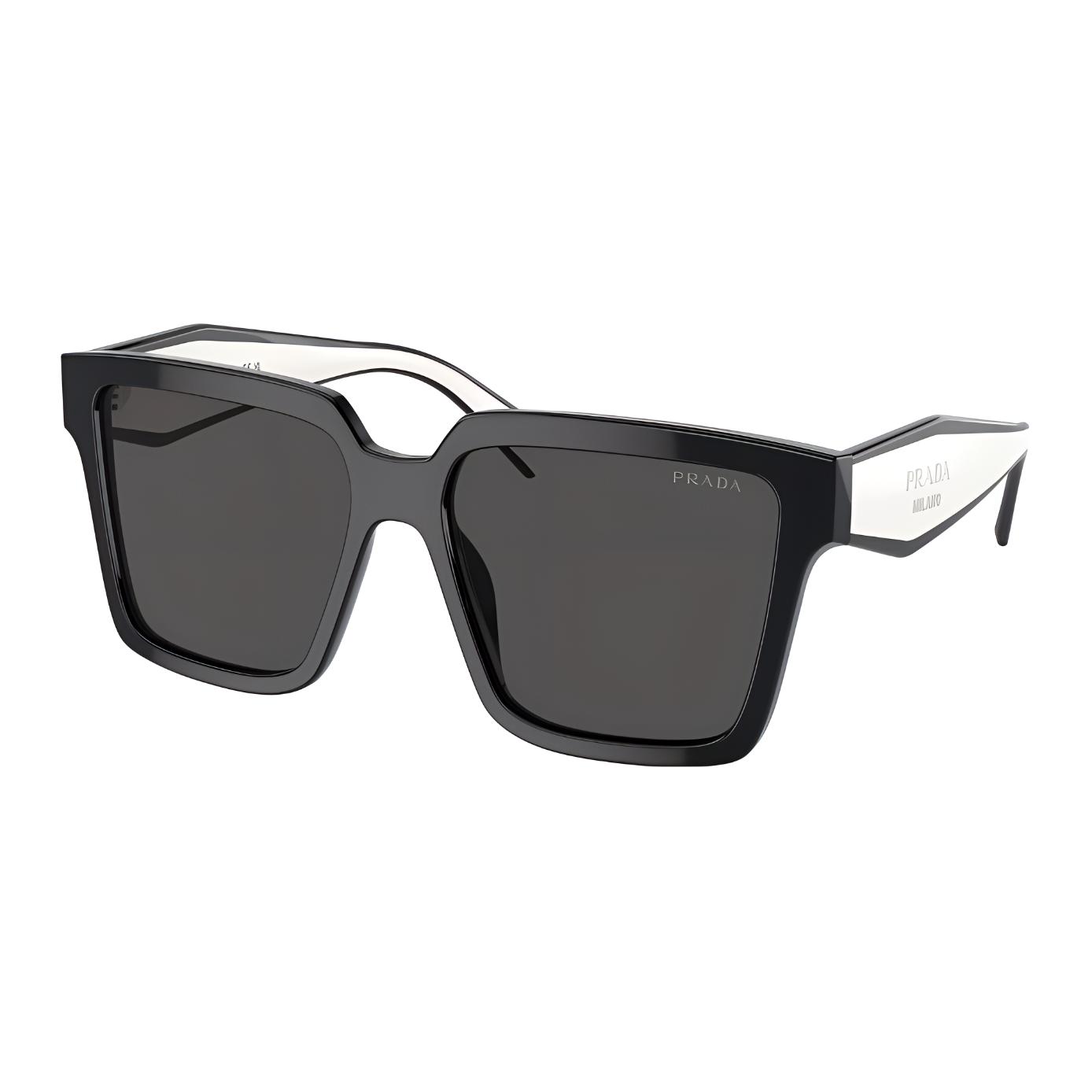 Prada Square Sunglasses With Logo Women sunglasses Black PR24ZSF1AB5S057 Basic Packaging-Eyeglass Case+Box,57