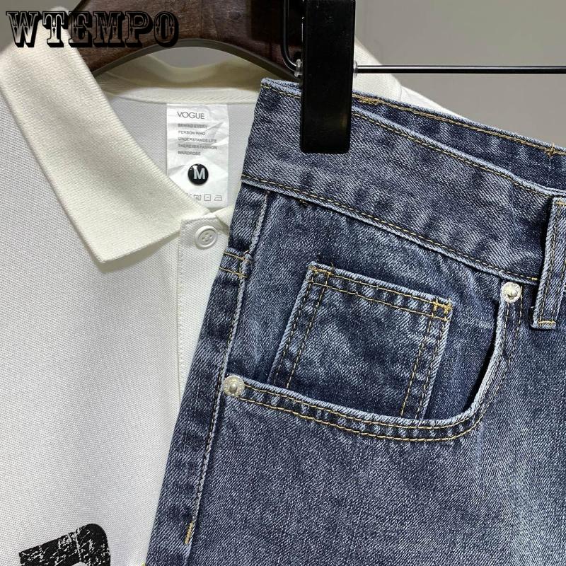 WTEMPO Sommer Herreshorts Løse Mote Denimshorts Vide Ben Shorts Fritidsshorts Draktsbukser Utendørs Strandbukser
