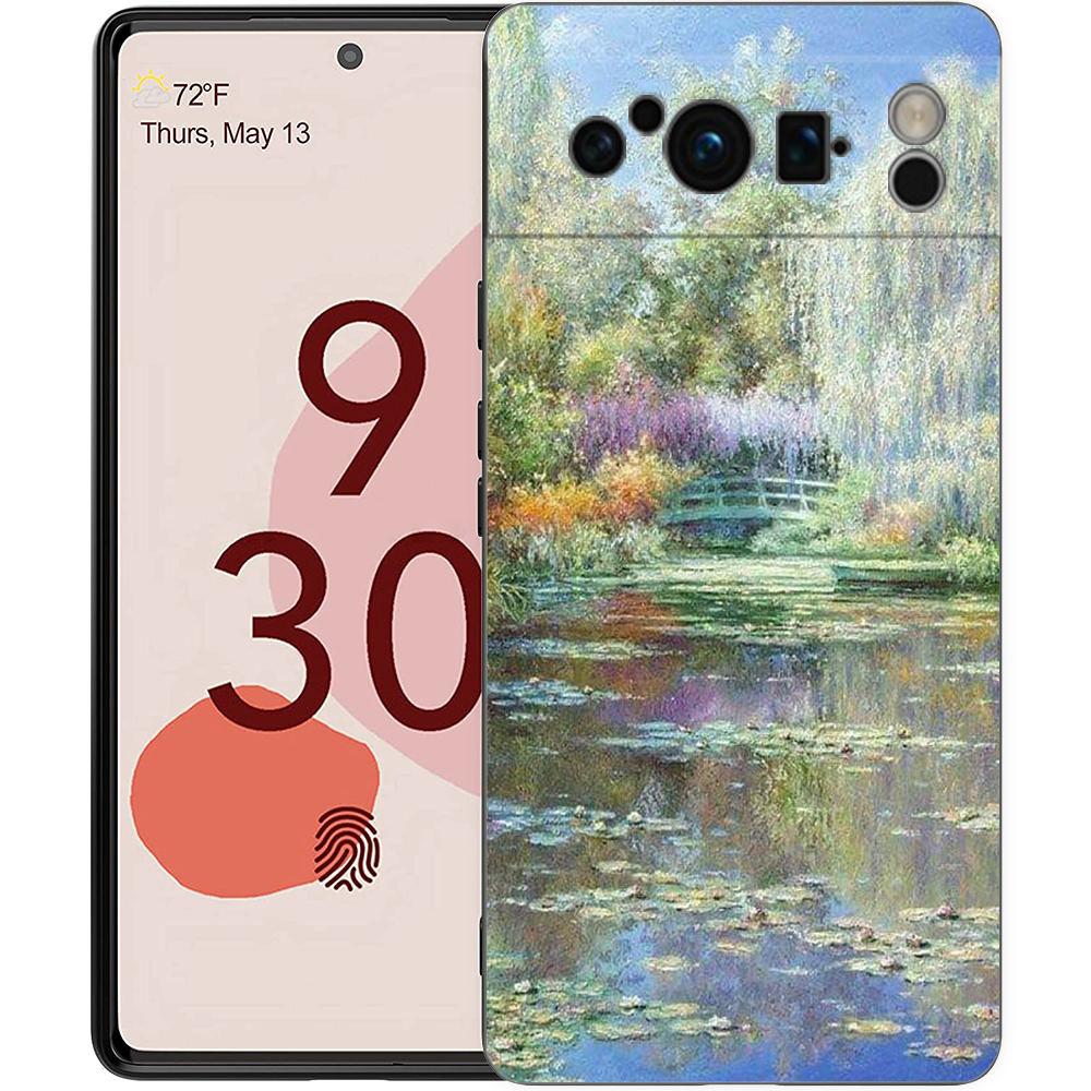 

Phone Case For Google Pixel 8 7 6 Pro 8A 7A 6A TPU Shell Soft Silicone Shockproof Black Cover Claude Monet Art Pixel 7