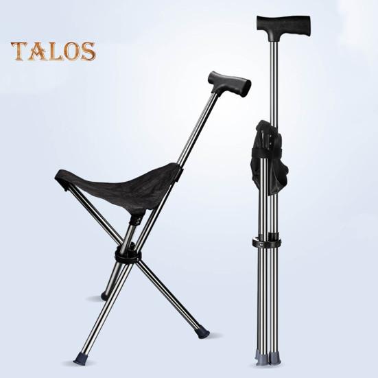 Mehrzweck-Klapphocker Trekkingstock Tragbarer, leichter Gehstock mit dreibeinigem Sitz Outdoor-Kletterkrücke Gehhilfe für ältere Menschen