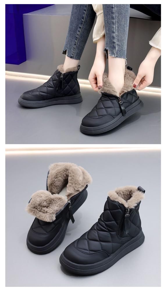 MiraiHiraki Snow Sheepskin Boots with Inner Short Winter Zipper Cold Weather Winter Shoes Women's Boots, Fur, Boots, Boots, Boots, Boots, Non-Slip