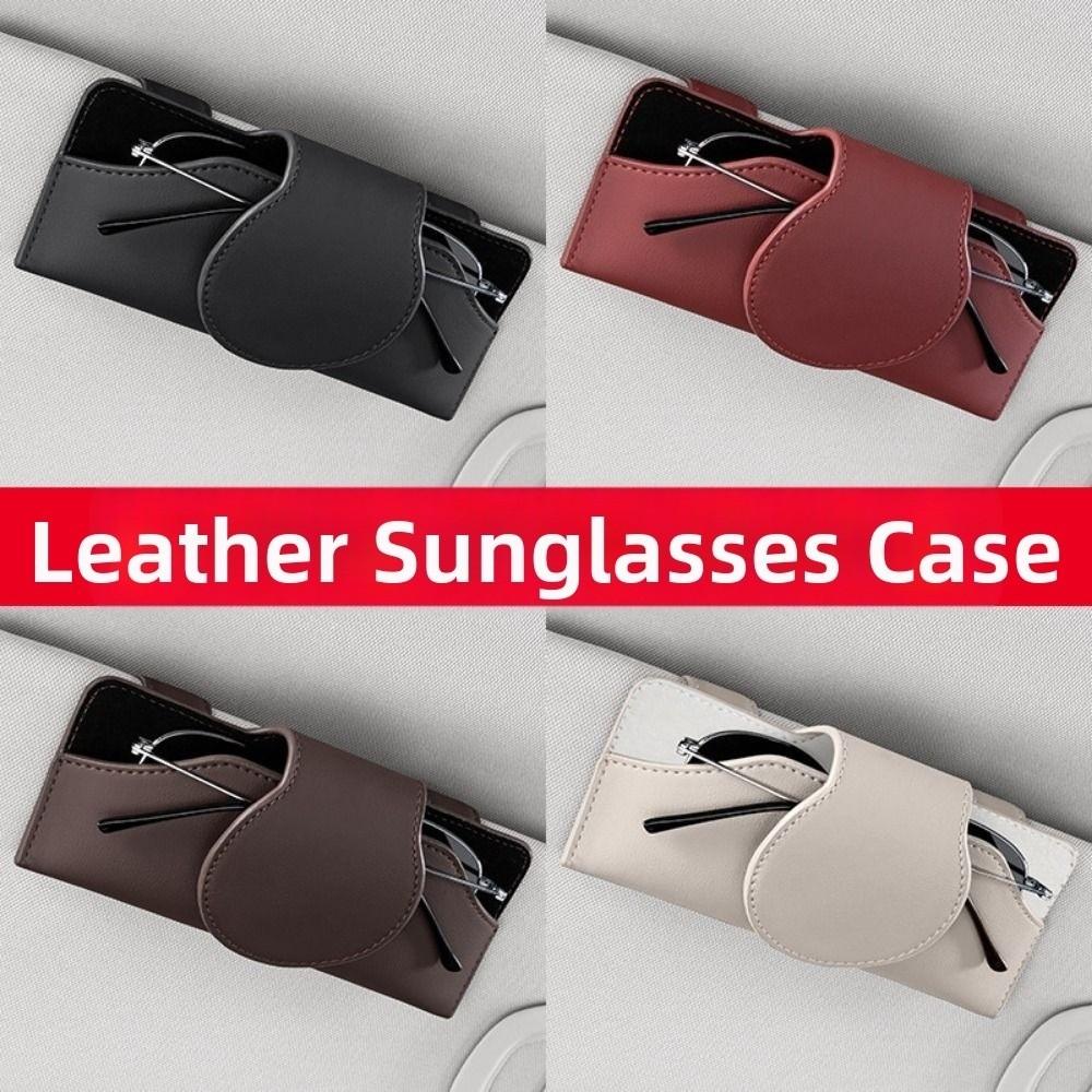 Eyeglass Case Car Sunglasses Holder PU Leather Sun Visor Storage Box Car Glasses Case  Automobile