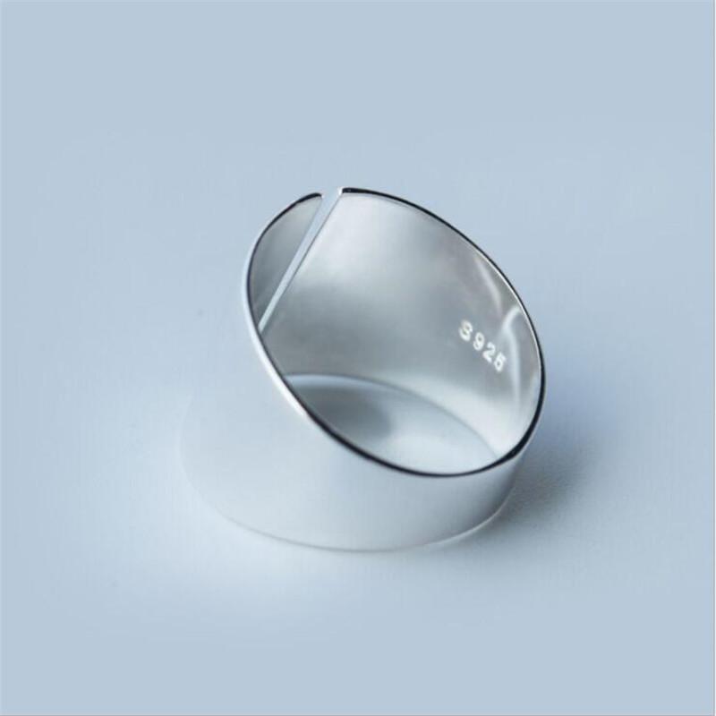 New Fashion Irregular Wide Face 925 Sterling Silver Jewelry Smooth Temperament Geometric Personality Opening Rings TYB9