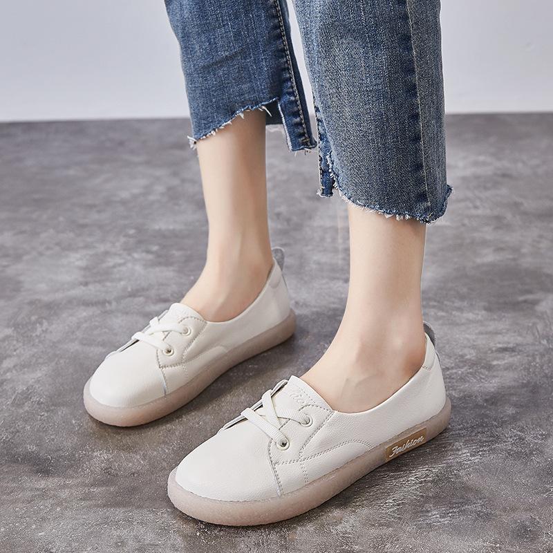 Echtes Leder Damen Schwangere Sommer Modelle Flachsohlig Rindersehnensohle Flacher Schaft Retro Mori Große Größe Einzelne Schuhe Damen