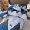 Blue Striped Plaid Style Duvet Cover Set Modern Geometry Quilt Cover with Pillowcases Bedding Set 3Pcs for Kids Boys Room Decor