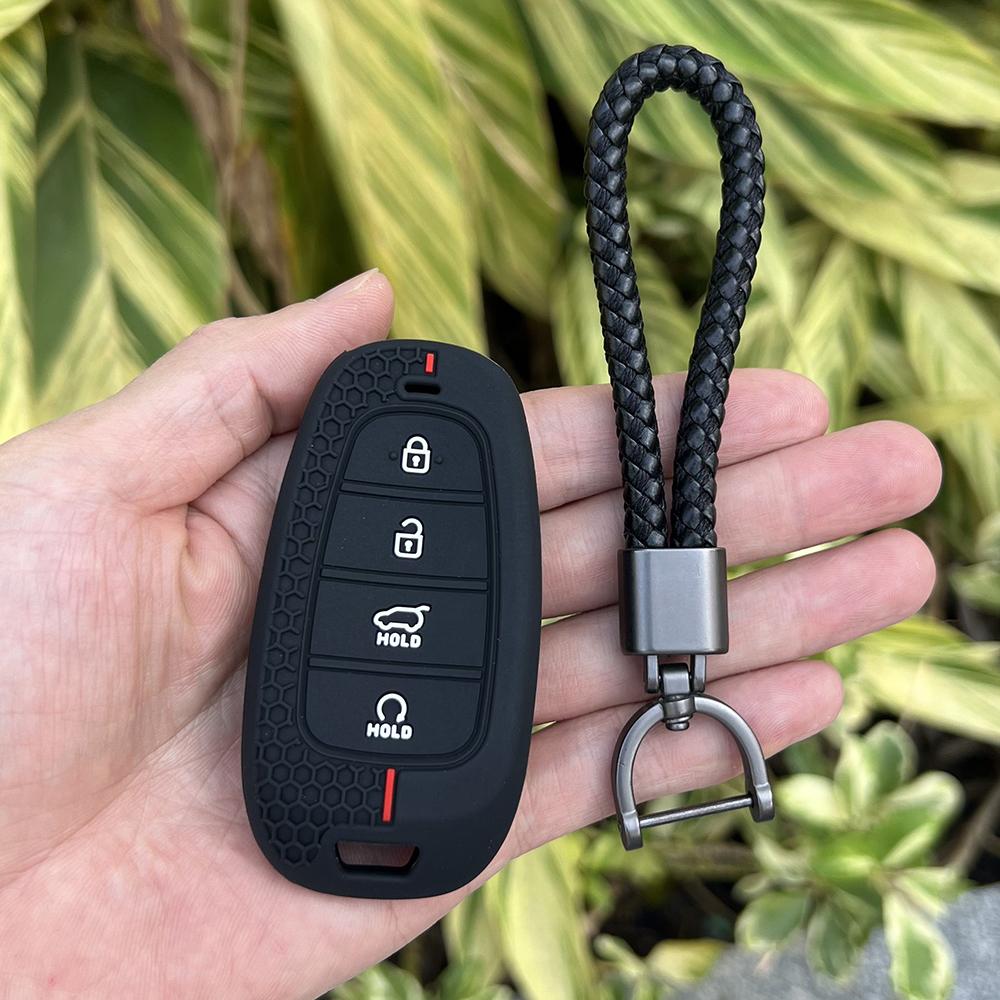 Silicone Car Remote Case Fob Holder Protector for Hyundai Nexo Sonata 4 Buttons Smart Key Cover Shell Bag Keychain Accessories