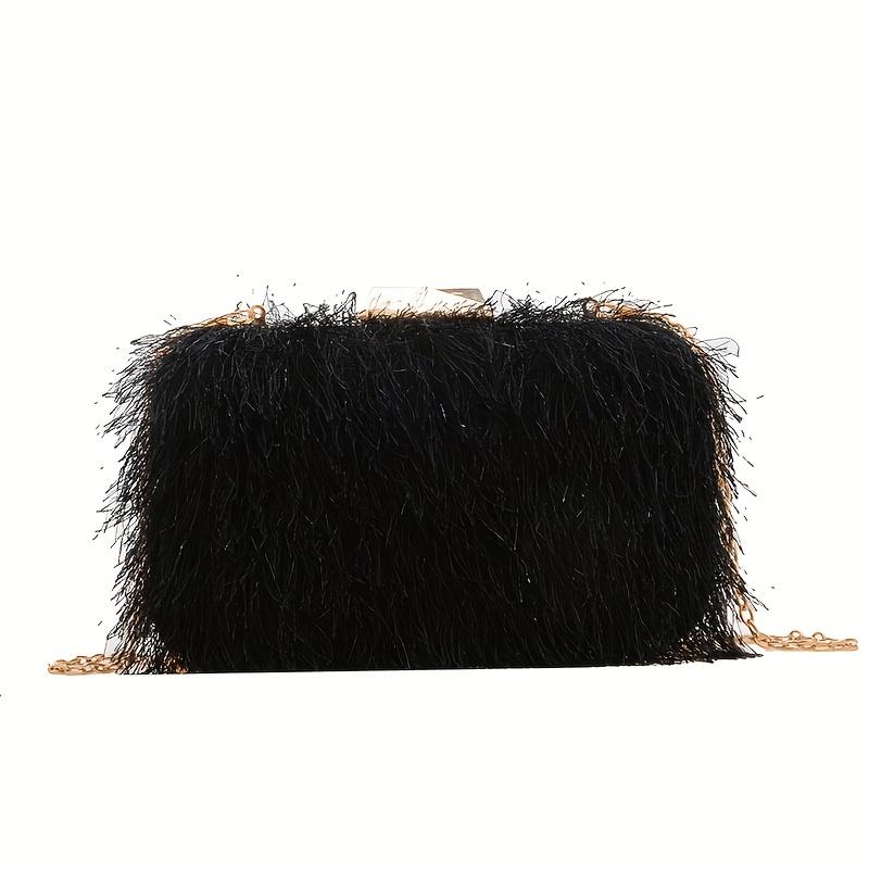 

Темпераментная вечерняя сумка Простая плюшевая сумка через плечо Клатч для макияжа и вечеринок чёрный
