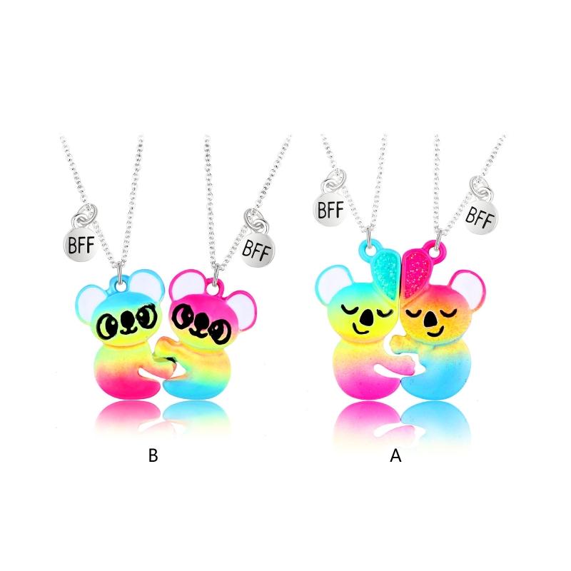 2 Pezzi/Set Ciondolo BFF Amicizia Koala Panda Collana Coppia Collana con Ciondolo a Cuore Diviso Magnetico Regalo di Amicizia per Donne