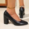 2025 New High Heels Women New Korean Style Pointed Shallow Mouth Thick Heel Fashion Shoes Sapatos De Mujer