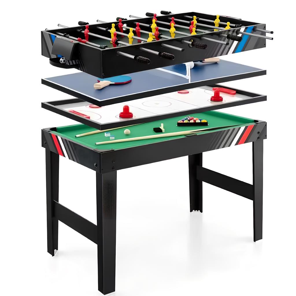 4-In-1 Multi Game Table Billiards Table/Foosball Table/Hockey Table/Ping Pong Table Wear Resist Convert Table for Home Game Room