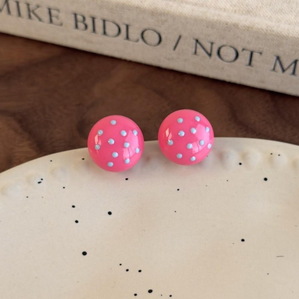 Flower Polka Dot Earrings Zinc Zinc Alloy Jewelry Gift French Style Round Stud Earrings  Date