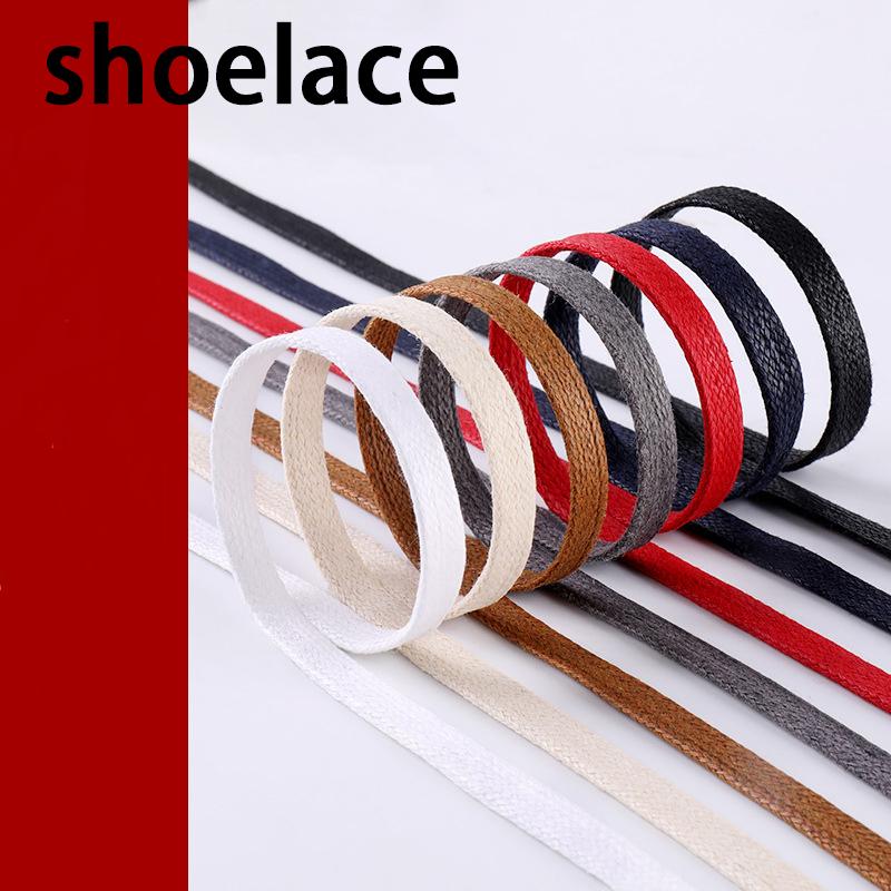 0.6cm Wide Cotton Waxed Shoelaces Flat Shoe Laces Sneakers Boots Waterproof Leather Shoelace 80/100/120/140/160cm 2Pcs/6Pcs