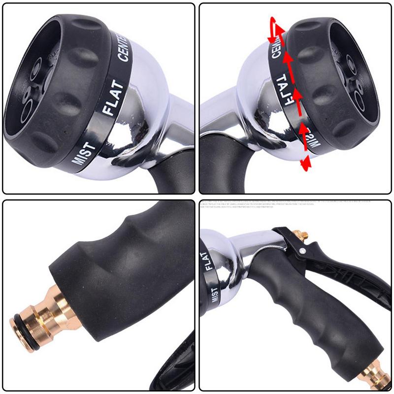 Garden Hose Nozzle Spray Patterns Adjustable Water Hose Nozzle Heavy Duty Multi-Functional Sprayer With Non-Slip Handle For