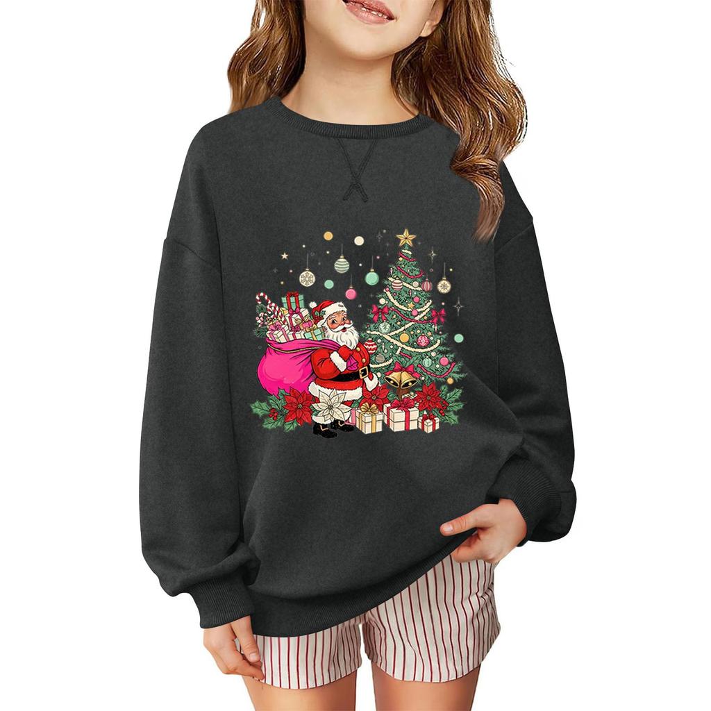 Sudadera de manga larga holgada casual de moda para niños con estampado navideño