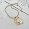 Exaggerated Metal Irregular Square Pendant Necklace, Hip Hop Ot Buckle Round Chain Necklace For Women