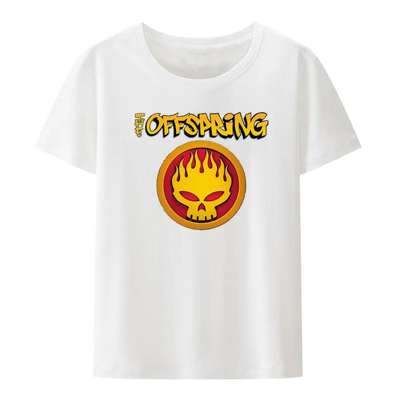 Flame Skull Head Punk Print TShirt Women And Unisex The Offspring Band Hiphop Streetwear Fashion Cool Camisetas Plus Size Tops