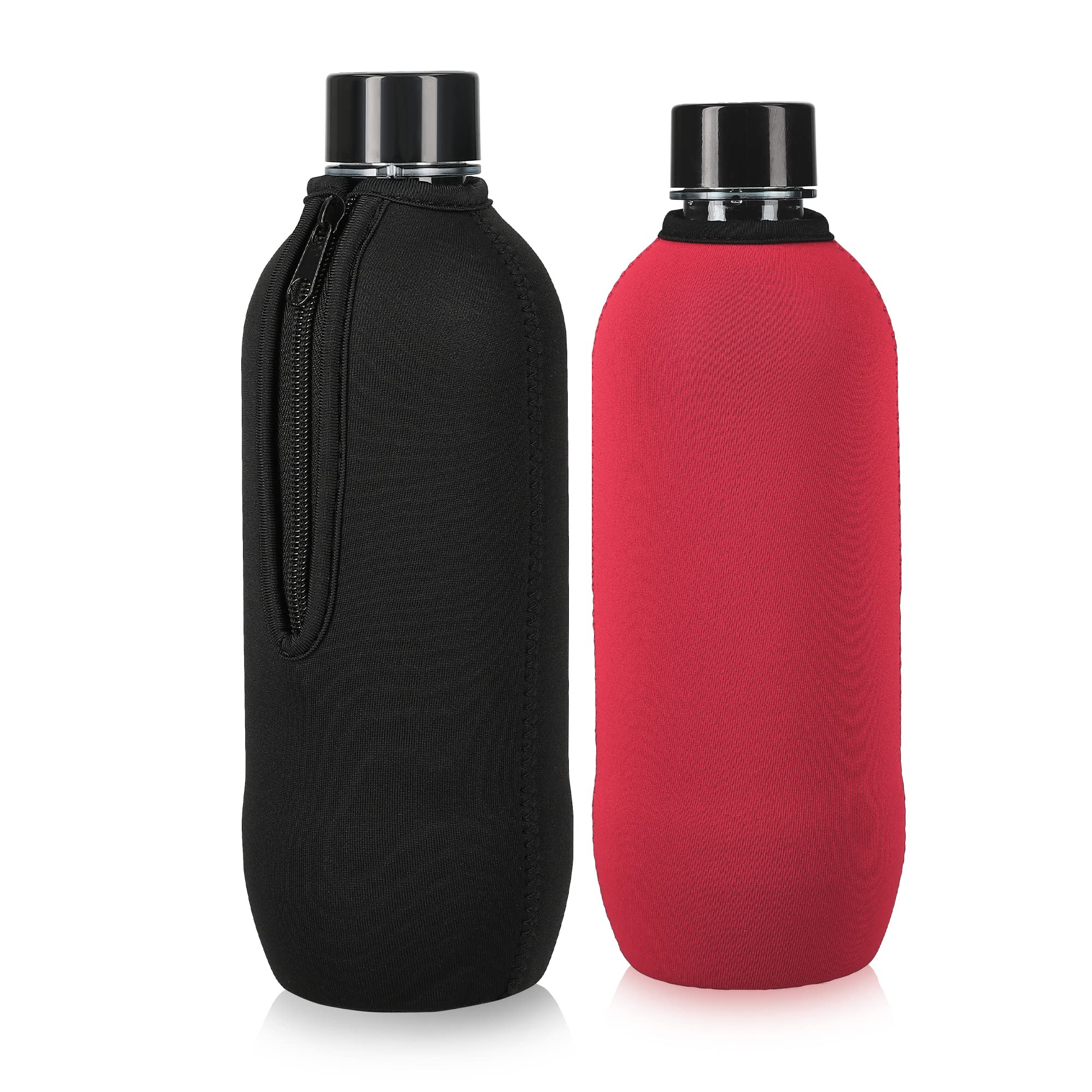 

kwmobile 2x Soda Stream 615ml Neoprene Bottle Cover - Soda Stream Bottle Protection Sleeve - BlackRed