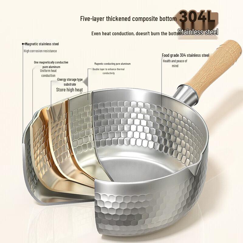Jingyan 304 Stainless Steel Multi-Purpose Yukihira Pot