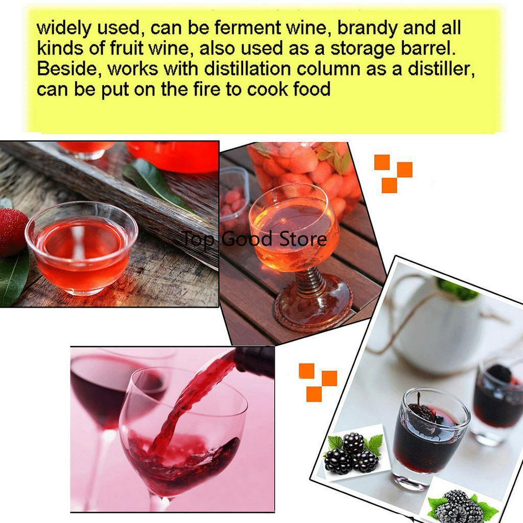 Edelstahl Gärfass Hausgebraut Bier Wein Gärung mit Thermometer Topfdeckel Entlüftungsventil