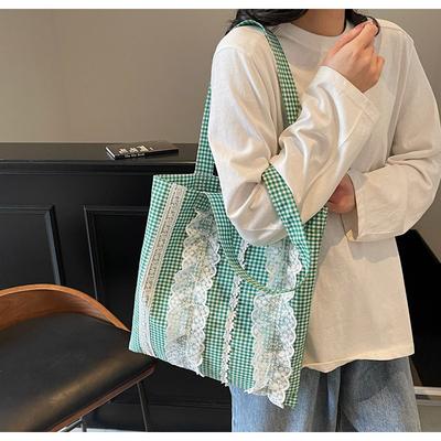Eimerbeutel mit Spitzenrand Damen neue Mode tragbare Tragetasche klein frisch Shopping Pendler-Tasche