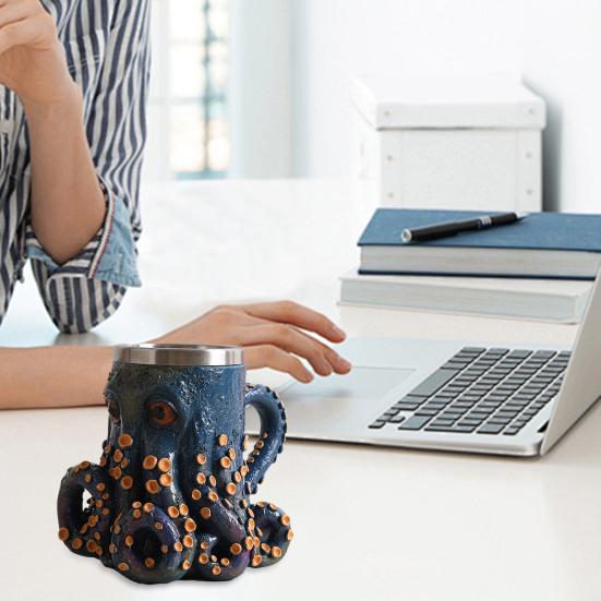 3D Devil Octopus Beer Mug with Tentacle Handle Gothic Cthulhu Pirate Drinkware Night Medieval Fantasy Gift