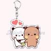 Cute Bubu Dudu Love Keychains Couple Bear Panda Acrylic Keyring for Accessories Bag Pendant Key Chain Jewelry Fans Lovers Gifts