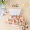2-piece Summer Girls' Lace Dress Hairband Set Printed Jumpsuit, Baby Dress, Children's Set